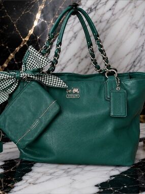 Coach Madison Tote and Coach Wristlet along with a Non-Branded Twilly!